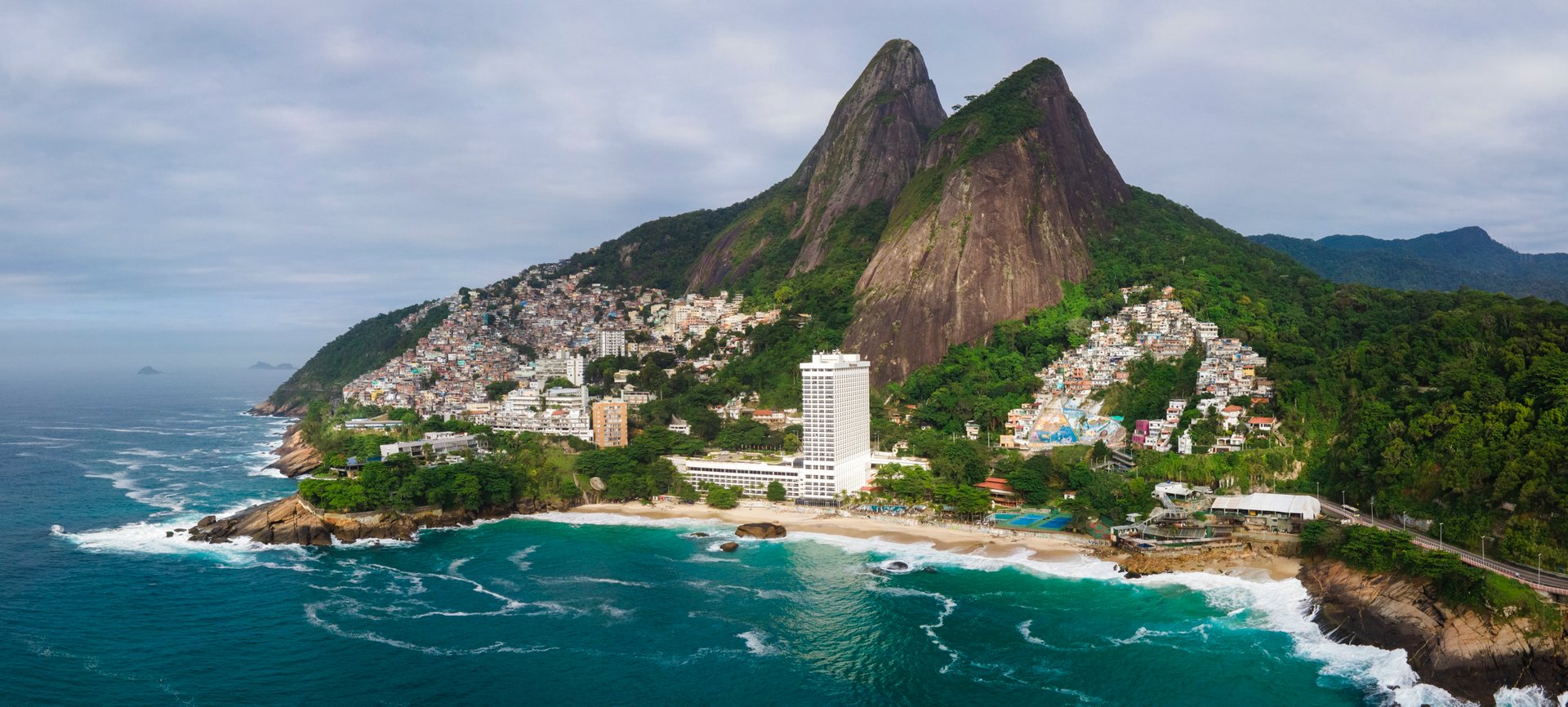 The Vidigal favela beneath mountains in Rio's south zone.